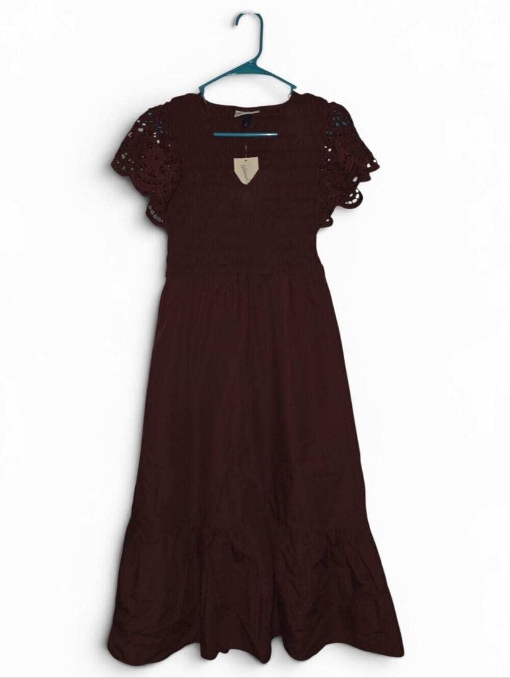 Womens Universal Thread Burgundy Eyelet-Sleeve Dress, Small, NWT!!!